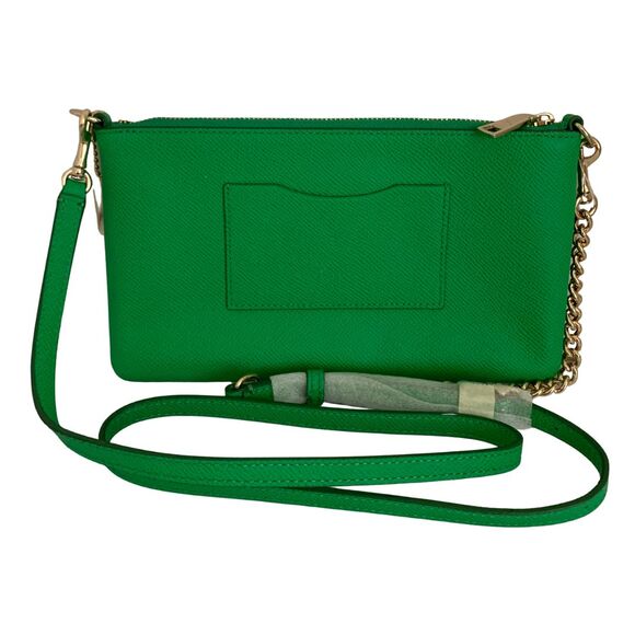 COACH Green Pebble Leather Crossbody Bag Wristlet Gold Chain Strap New - Picture 3 of 12